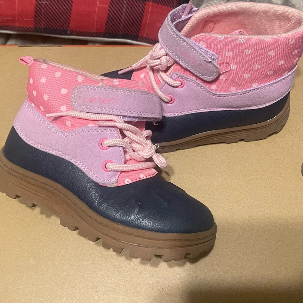 Carters Toddler Girls Duck Boots Size 11 Pink Blue Stylish & Comfortable Shoes